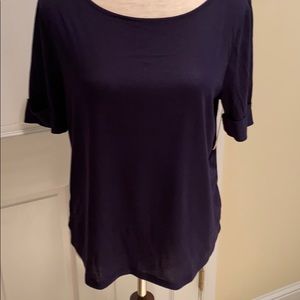Ladies navy short sleeve top